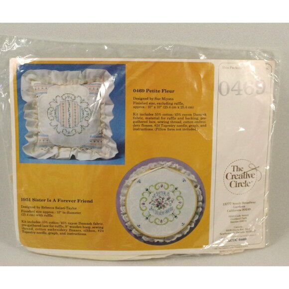 Embroidery Kit Cross Stitch Ruffled Pillow Cover The Creative Circle #0469 - Picture 2 of 3